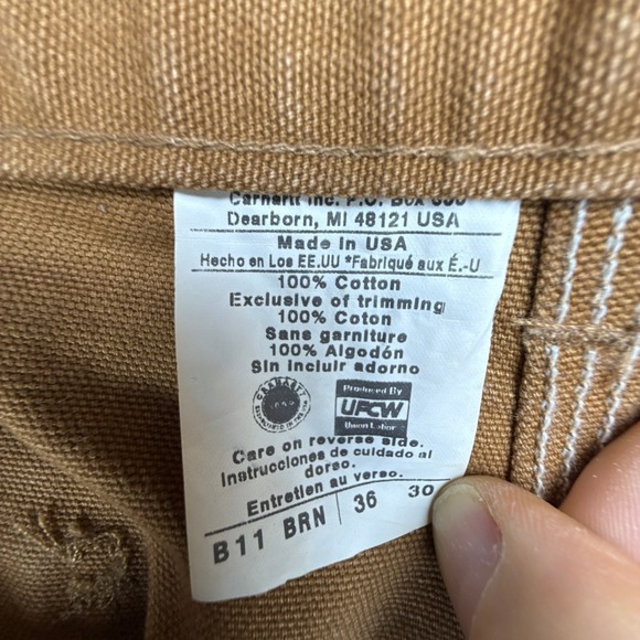 Carhartt Washed Duck Work Dungaree Pants B11 BRN 36x30 Mens USA NOS NWT